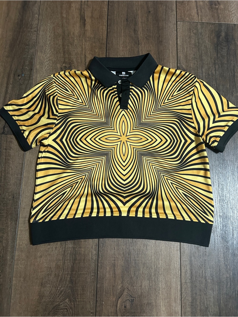 Standard Issue Psychedelic Optical Illusion Polo Shirt - Size Large